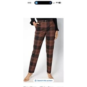 SGtailored Susan Graver Womens Brown Plaid Pull On Pants Sz M New A654266